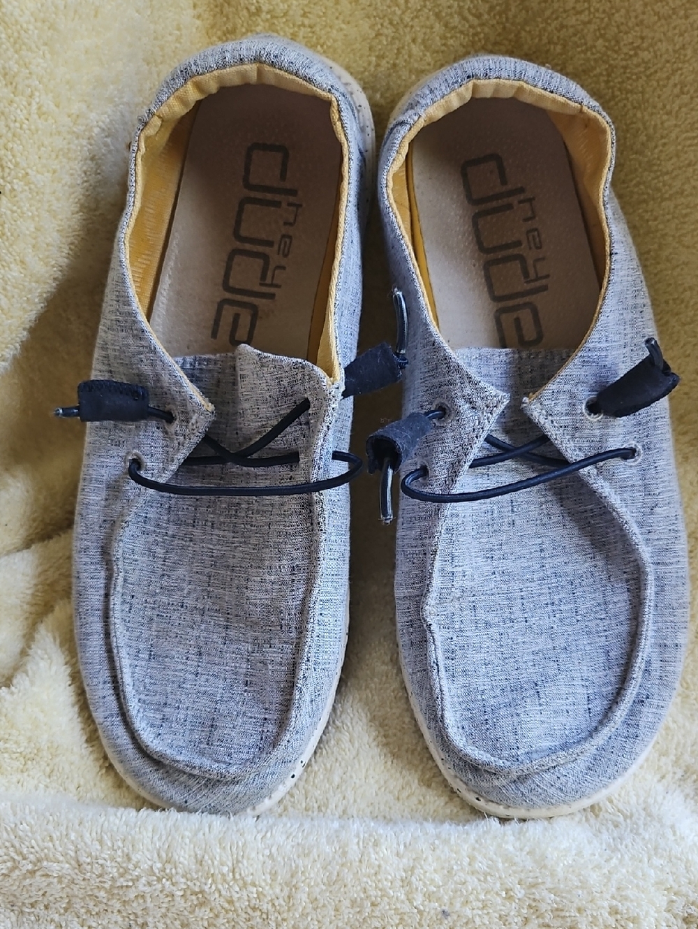 Hey Dude Light Blue Canvas Slip-On Loafers with Navy Laces